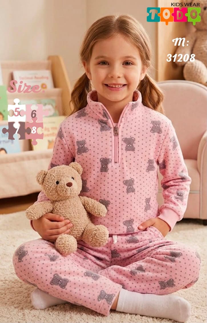 ترنج بيتي أطفال بنصف سوستة "Teddy Cozy" - نقشة دباديب دافئة