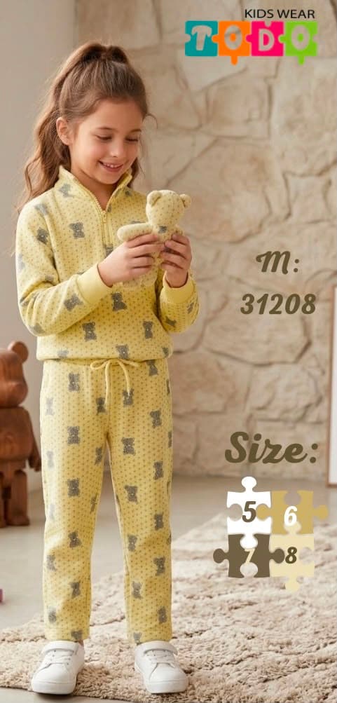 ترنج بيتي أطفال بنصف سوستة "Teddy Cozy" - نقشة دباديب دافئة