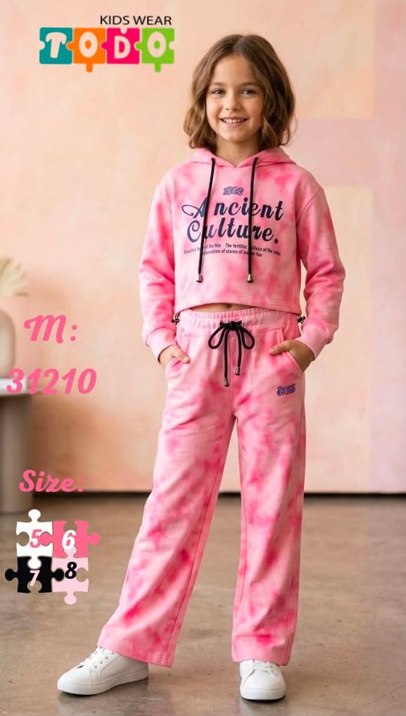ترنج بناتي شتوي كاجوال "Ancient Culture" - ستايل سحابي Tie-Dye وبنطلون واسع