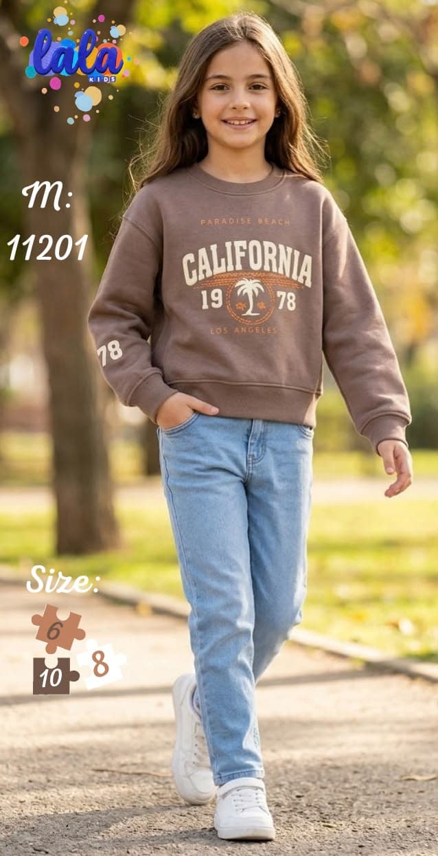سويت شيرت بناتي كاجوال "California 78" - ألوان عصرية شتوية