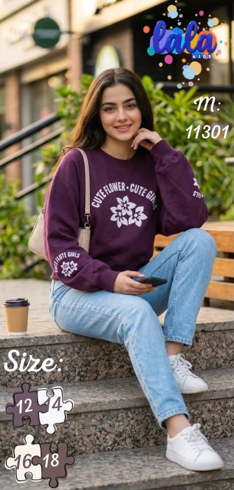 سويت شيرت بناتي كاجوال "Cute Girls & Flowers" - سن محير