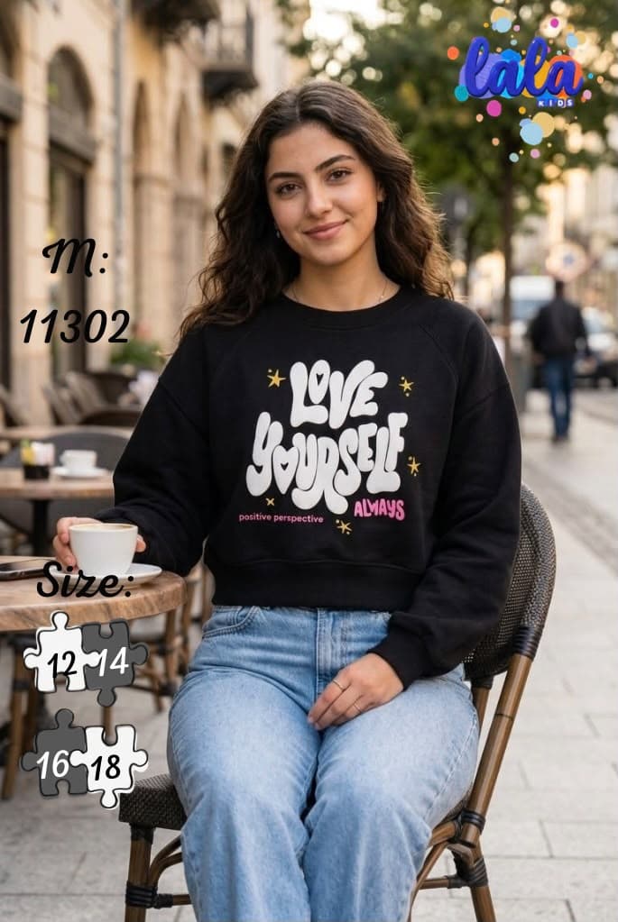 سويت شيرت بناتي كاجوال "Love Yourself" - سن محير
